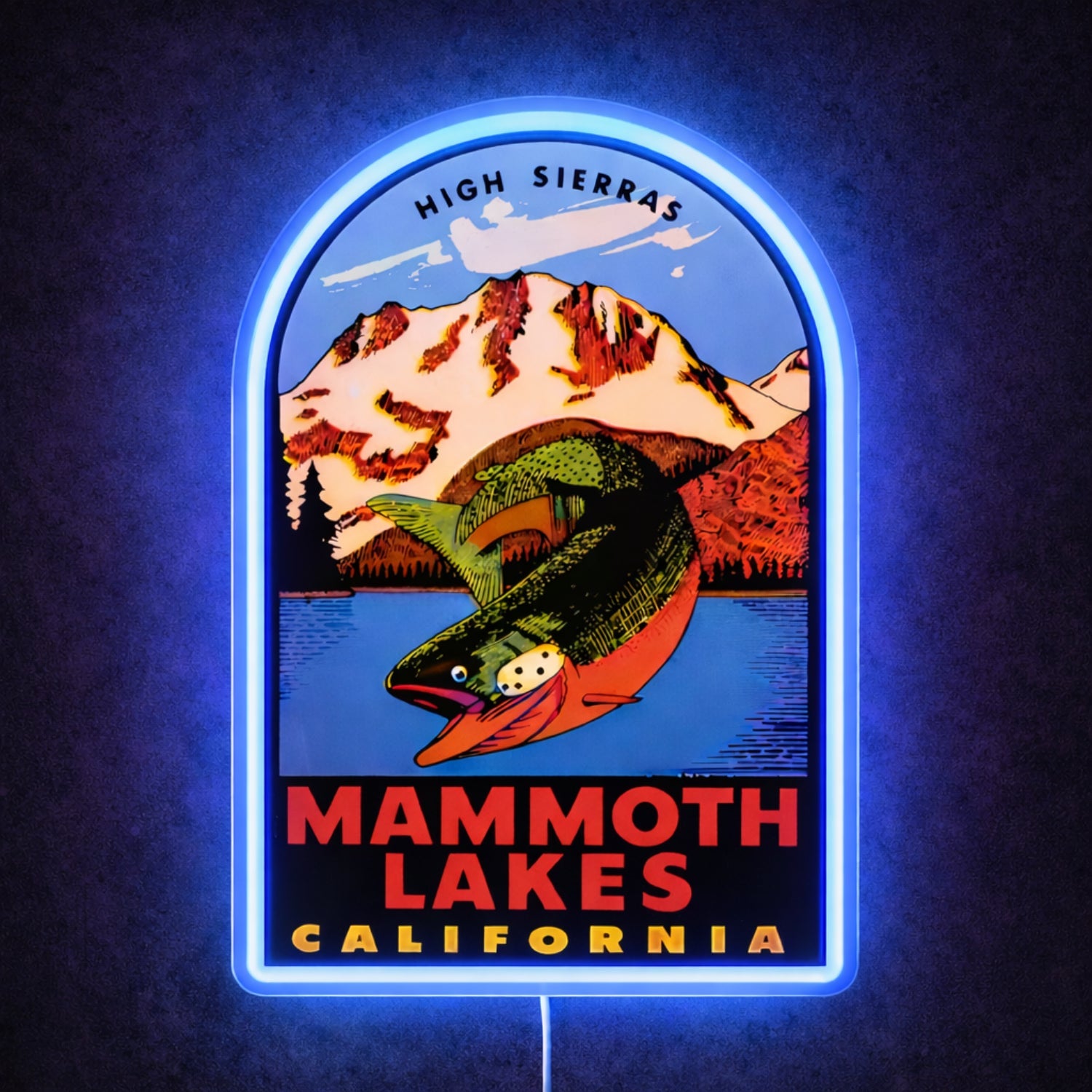 ShineNeon™ Mammoth Lakes California LED Neon Sign High Sierras Fishing Decor USB Power - Shineneon