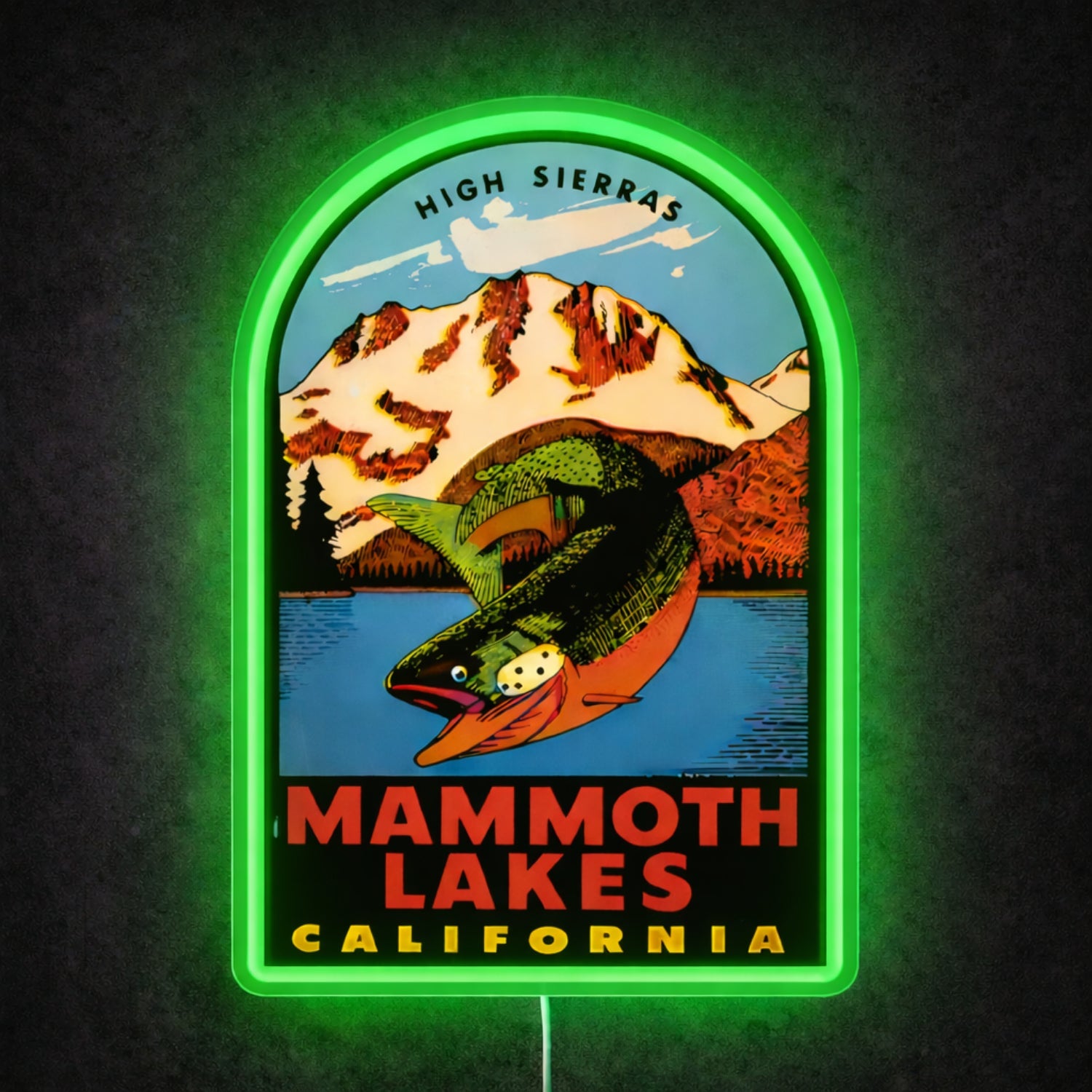ShineNeon™ Mammoth Lakes California LED Neon Sign High Sierras Fishing Decor USB Power - Shineneon