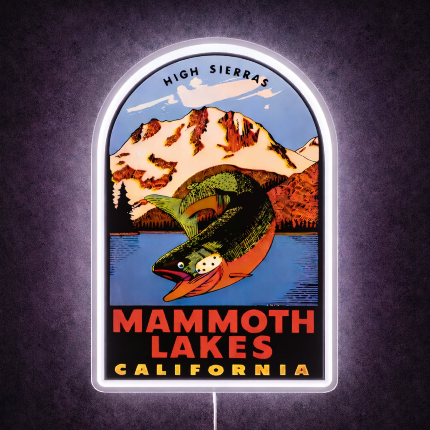 ShineNeon™ Mammoth Lakes California LED Neon Sign High Sierras Fishing Decor USB Power - Shineneon