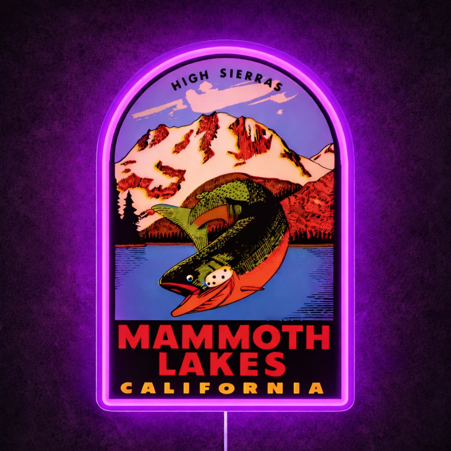 ShineNeon™ Mammoth Lakes California LED Neon Sign High Sierras Fishing Decor USB Power - Shineneon