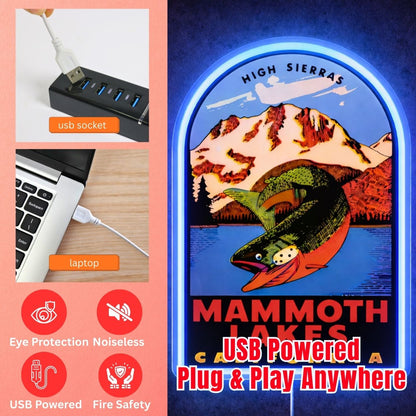 ShineNeon™ Mammoth Lakes California LED Neon Sign High Sierras Fishing Decor USB Power - Shineneon