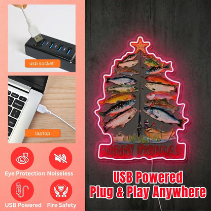 ShineNeon™ Merry Fishmas Tree neon sign USB Power - Shineneon