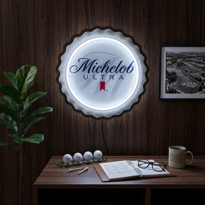 ShineNeon™ Michelob Ultra Bottle Cap Sign - Clean White Glow for Home Bar & Man Cave - Shineneon