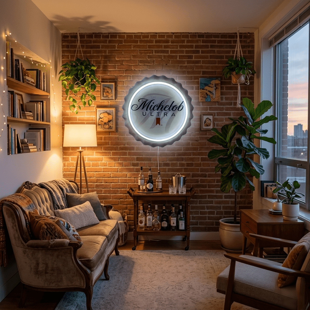 ShineNeon™ Michelob Ultra Bottle Cap Sign - Clean White Glow for Home Bar & Man Cave - Shineneon