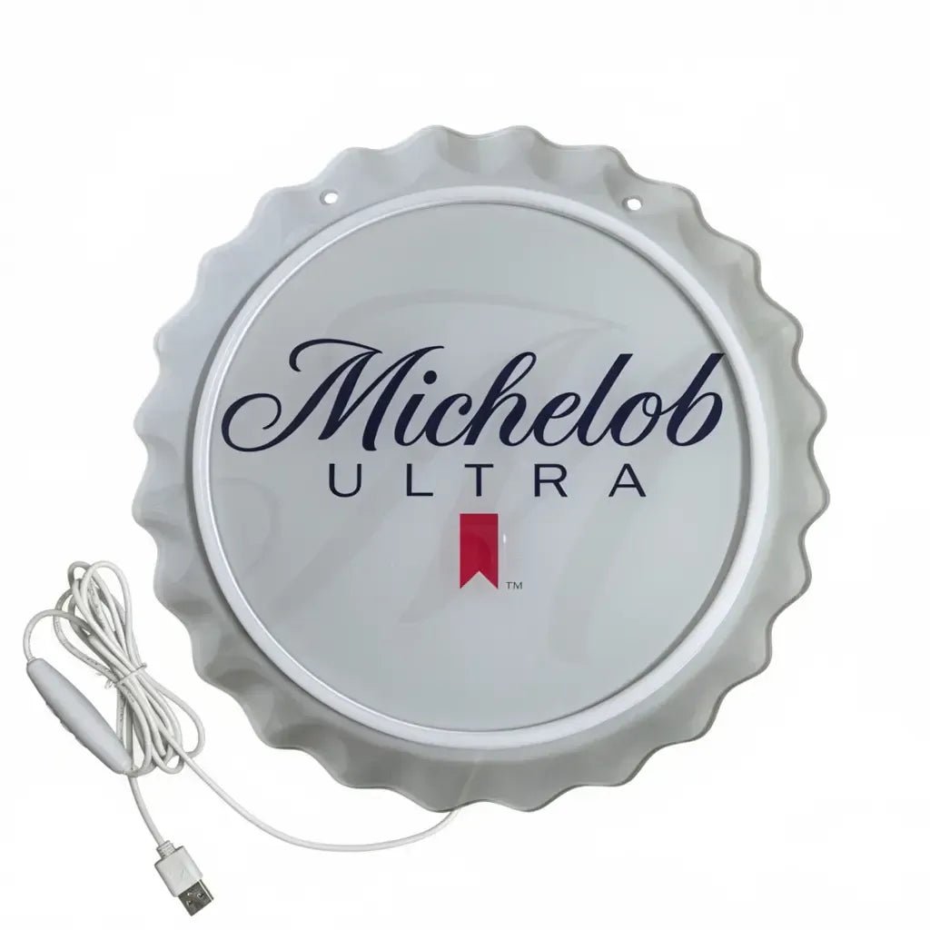 ShineNeon™ Michelob Ultra Bottle Cap Sign - Clean White Glow for Home Bar & Man Cave - Shineneon