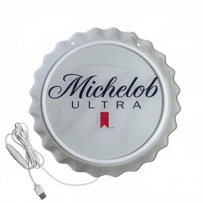 ShineNeon™ Michelob Ultra Bottle Cap Sign - Clean White Glow for Home Bar & Man Cave - Shineneon