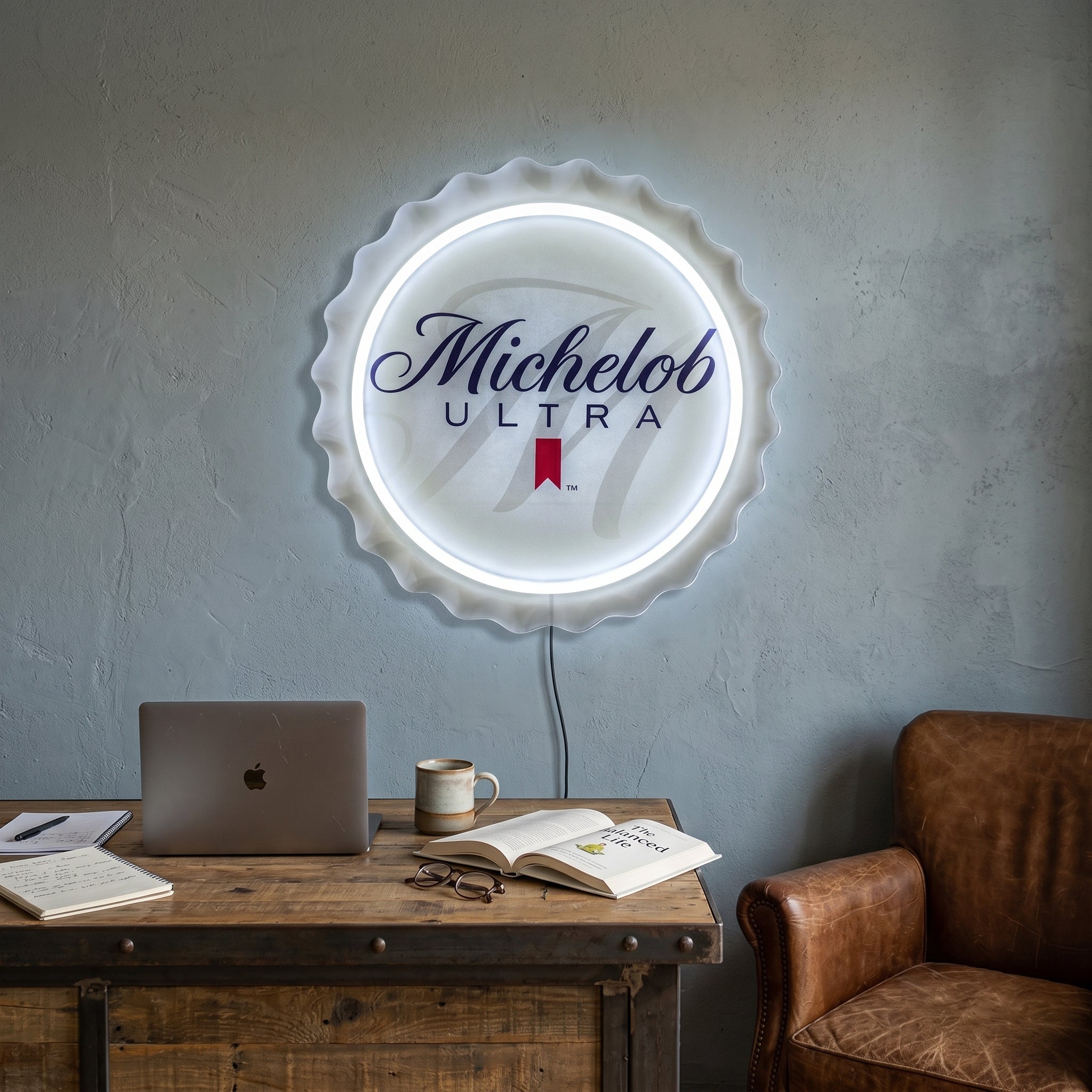 ShineNeon™ Michelob Ultra Bottle Cap Sign - Clean White Glow for Home Bar & Man Cave - Shineneon