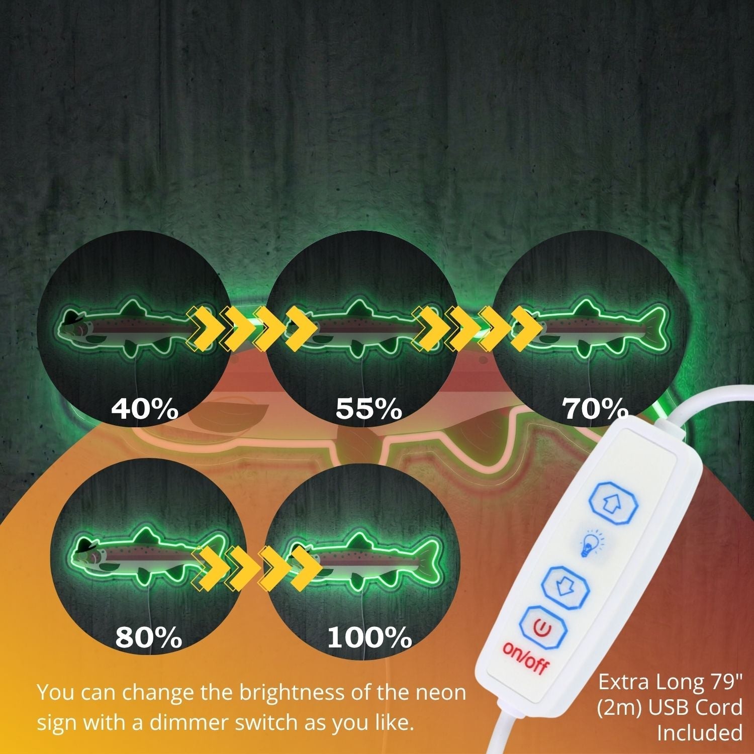 ShineNeon™ Minimal Trout Outline neon sign USB Power - Shineneon