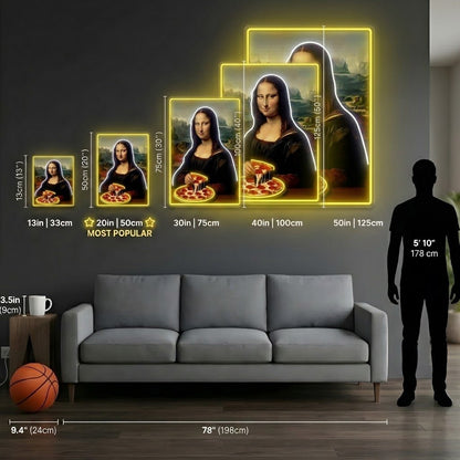 ShineNeon™ Mona Lisa Eating Pizza Classic Art Neon Sign USB Power - Shineneon