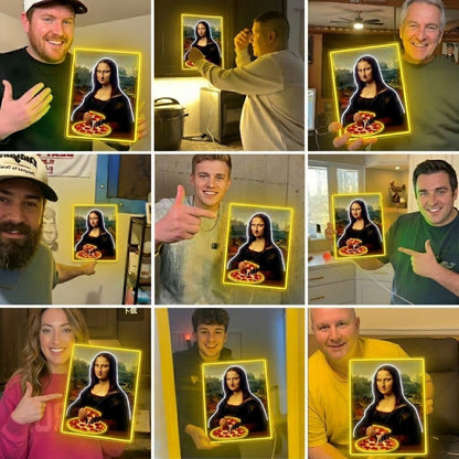 ShineNeon™ Mona Lisa Eating Pizza Classic Art Neon Sign USB Power - Shineneon