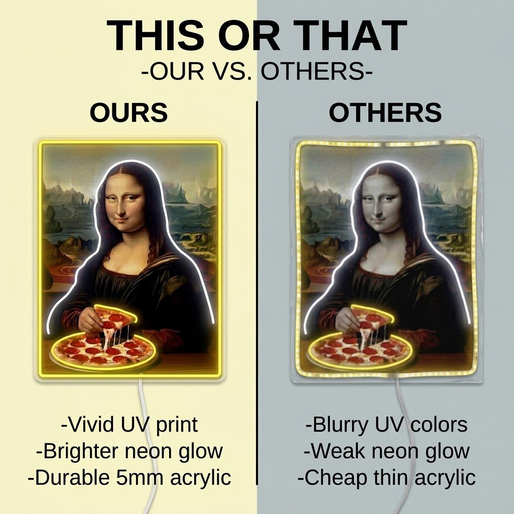 ShineNeon™ Mona Lisa Eating Pizza Classic Art Neon Sign USB Power - Shineneon