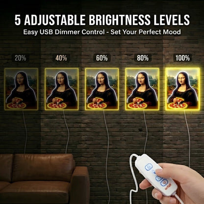 ShineNeon™ Mona Lisa Eating Pizza Classic Art Neon Sign USB Power - Shineneon