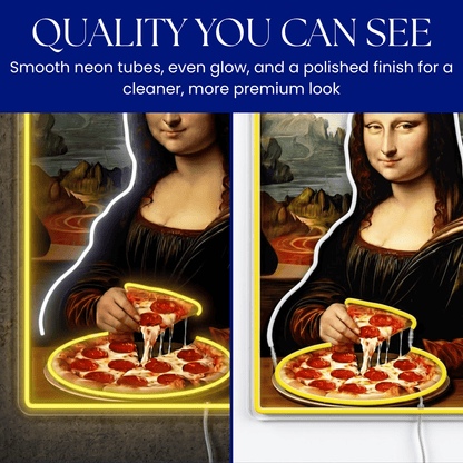 ShineNeon™ Mona Lisa Eating Pizza Classic Art Neon Sign USB Power - Shineneon