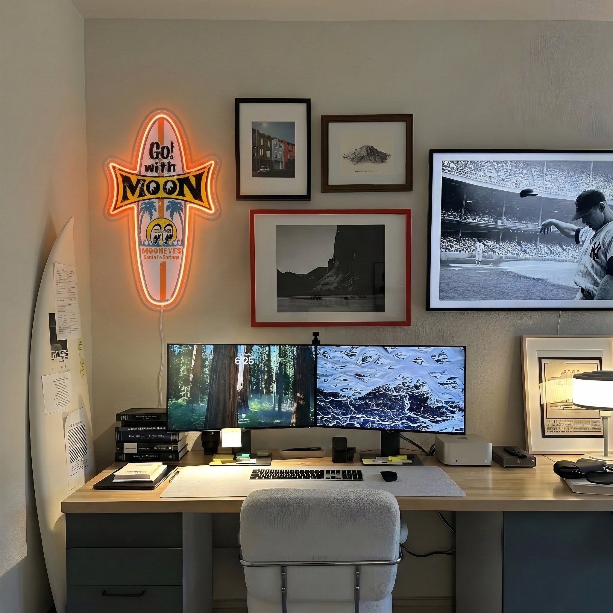 ShineNeon™ Mooneyes Surfboard LED Neon Sign Retro Garage Decor Tropical Vibe USB Power - Shineneon