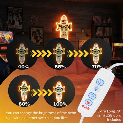 ShineNeon™ Mooneyes Surfboard LED Neon Sign - Retro Surf Wall Art Decor (USB Powered) - Shineneon