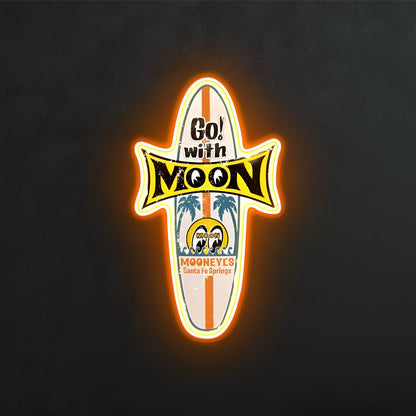 ShineNeonâ„?Mooneyes Surfboard LED Neon Sign - Retro Surf Wall Art Decor (USB Powered) - Shineneon