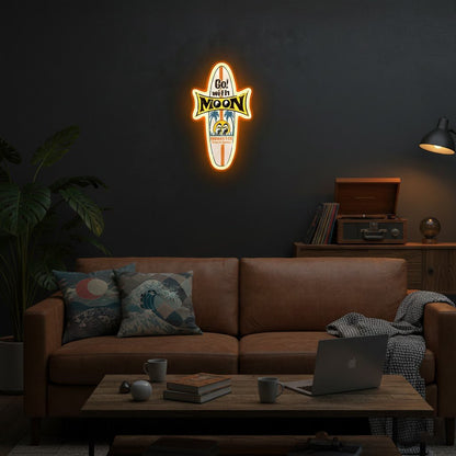 ShineNeonâ„?Mooneyes Surfboard LED Neon Sign - Retro Surf Wall Art Decor (USB Powered) - Shineneon