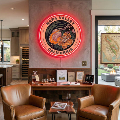 ShineNeon™ Napa Valley Wine Art LED Neon Sign - California Vineyard Wall Decor USB Powered - Shineneon