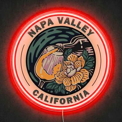 ShineNeon™ Napa Valley Wine Art LED Neon Sign - California Vineyard Wall Decor USB Powered - Shineneon