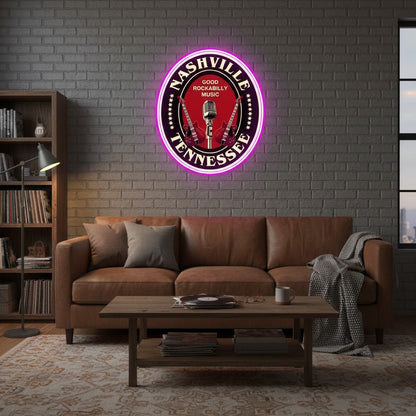 ShineNeon™ Nashville Tennessee Rockabilly LED Neon Sign - USB Power Music City Wall Decor - Shineneon