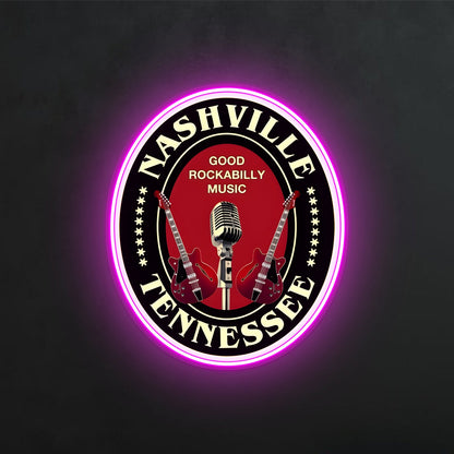 ShineNeon™ Nashville Tennessee Rockabilly LED Neon Sign - USB Power Music City Wall Decor - Shineneon