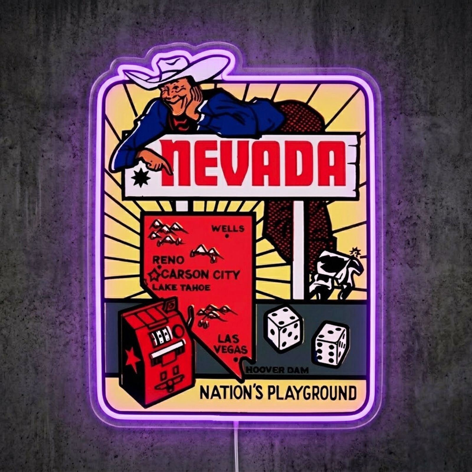 ShineNeon™ Nevada Retro Poster neon sign USB Power - Shineneon