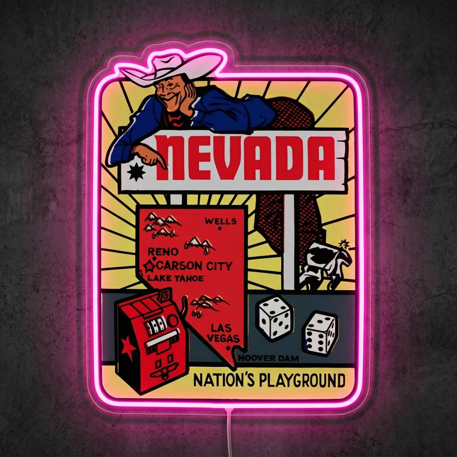 ShineNeon™ Nevada Retro Poster neon sign USB Power - Shineneon