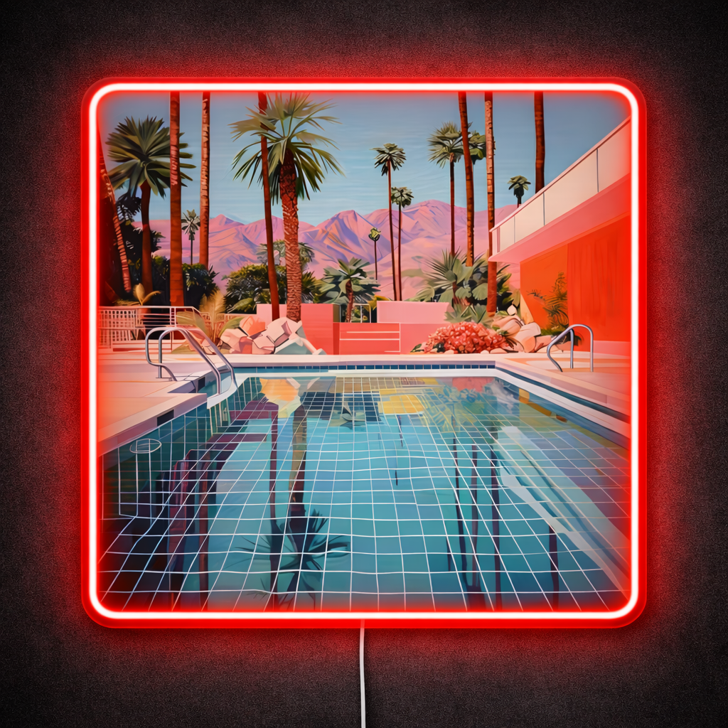 ShineNeon™ Palm Springs Poolside LED Neon Sign - Retro Desert Art USB Powered Wall Decor - Shineneon