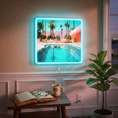 ShineNeon™ Palm Springs Poolside LED Neon Sign - Retro Desert Art USB Powered Wall Decor - Shineneon