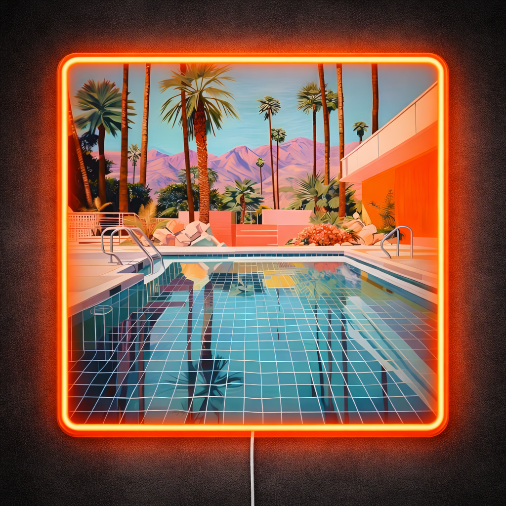 ShineNeon™ Palm Springs Poolside LED Neon Sign - Retro Desert Art USB Powered Wall Decor - Shineneon