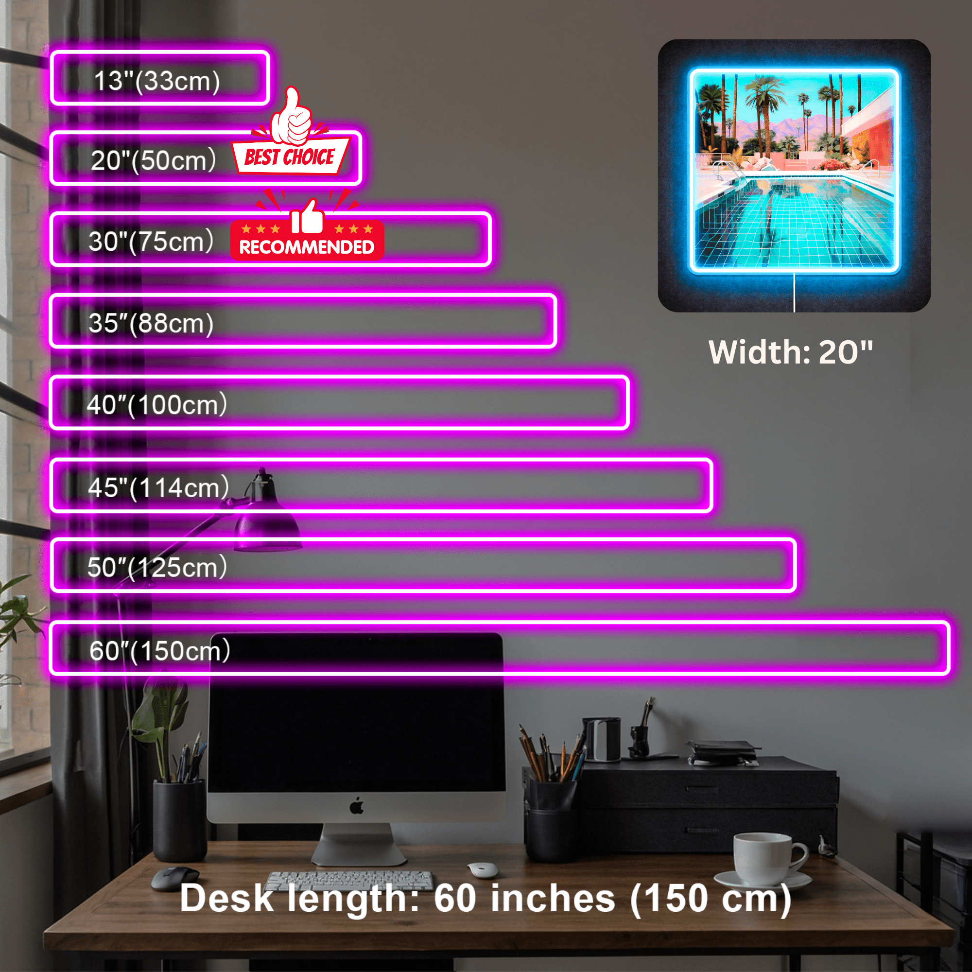 ShineNeon™ Palm Springs Poolside LED Neon Sign - Retro Desert Art USB Powered Wall Decor - Shineneon