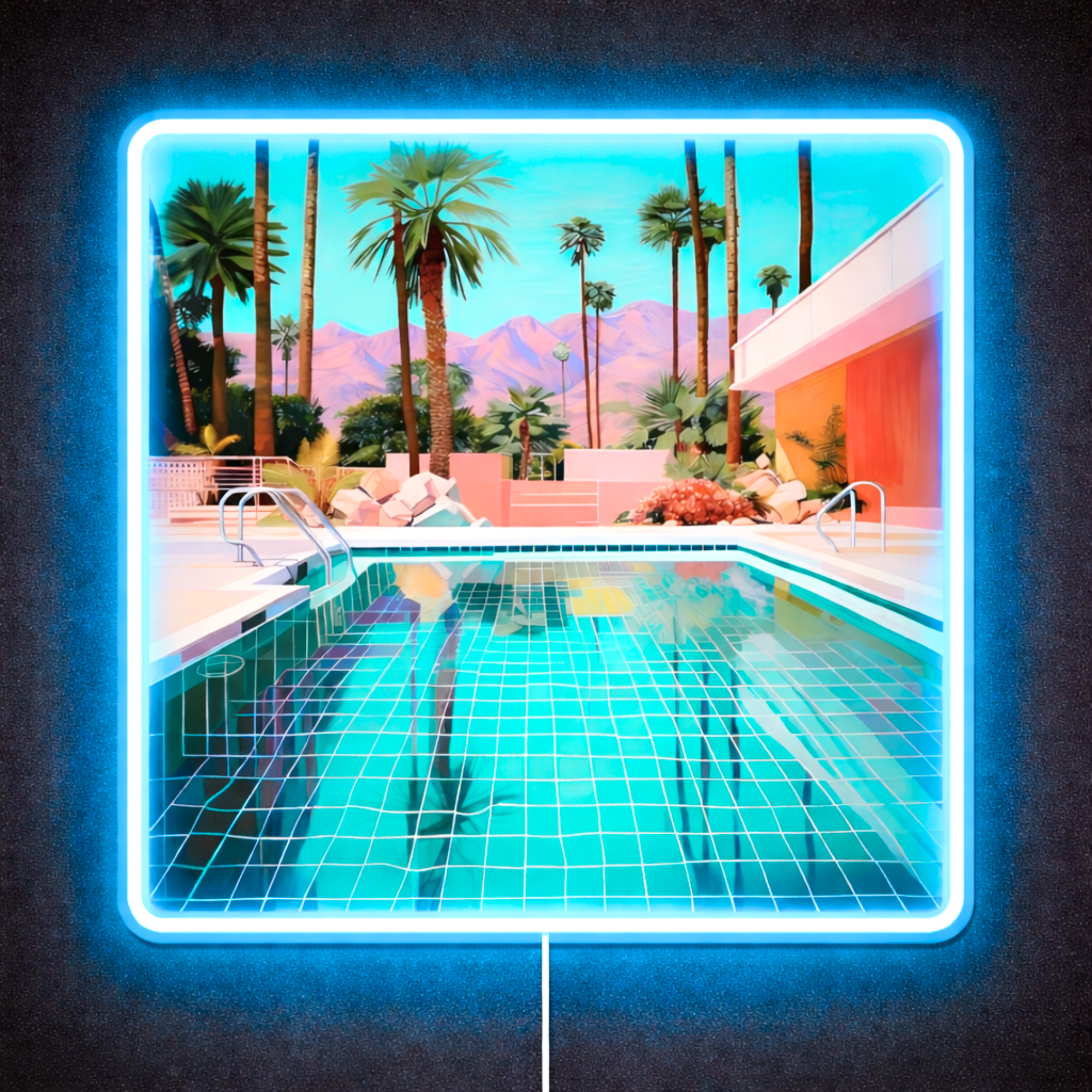 ShineNeon™ Palm Springs Poolside LED Neon Sign - Retro Desert Art USB Powered Wall Decor - Shineneon