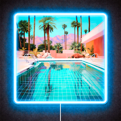 ShineNeon™ Palm Springs Poolside LED Neon Sign - Retro Desert Art USB Powered Wall Decor - Shineneon