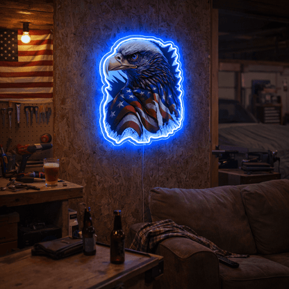 ShineNeon™ Patriotic American Eagle LED Sign - US Flag Wall Decor for Man Cave & Garage - Shineneon