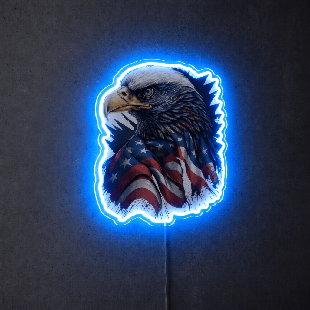 ShineNeon™ Patriotic American Eagle LED Sign - US Flag Wall Decor for Man Cave & Garage - Shineneon