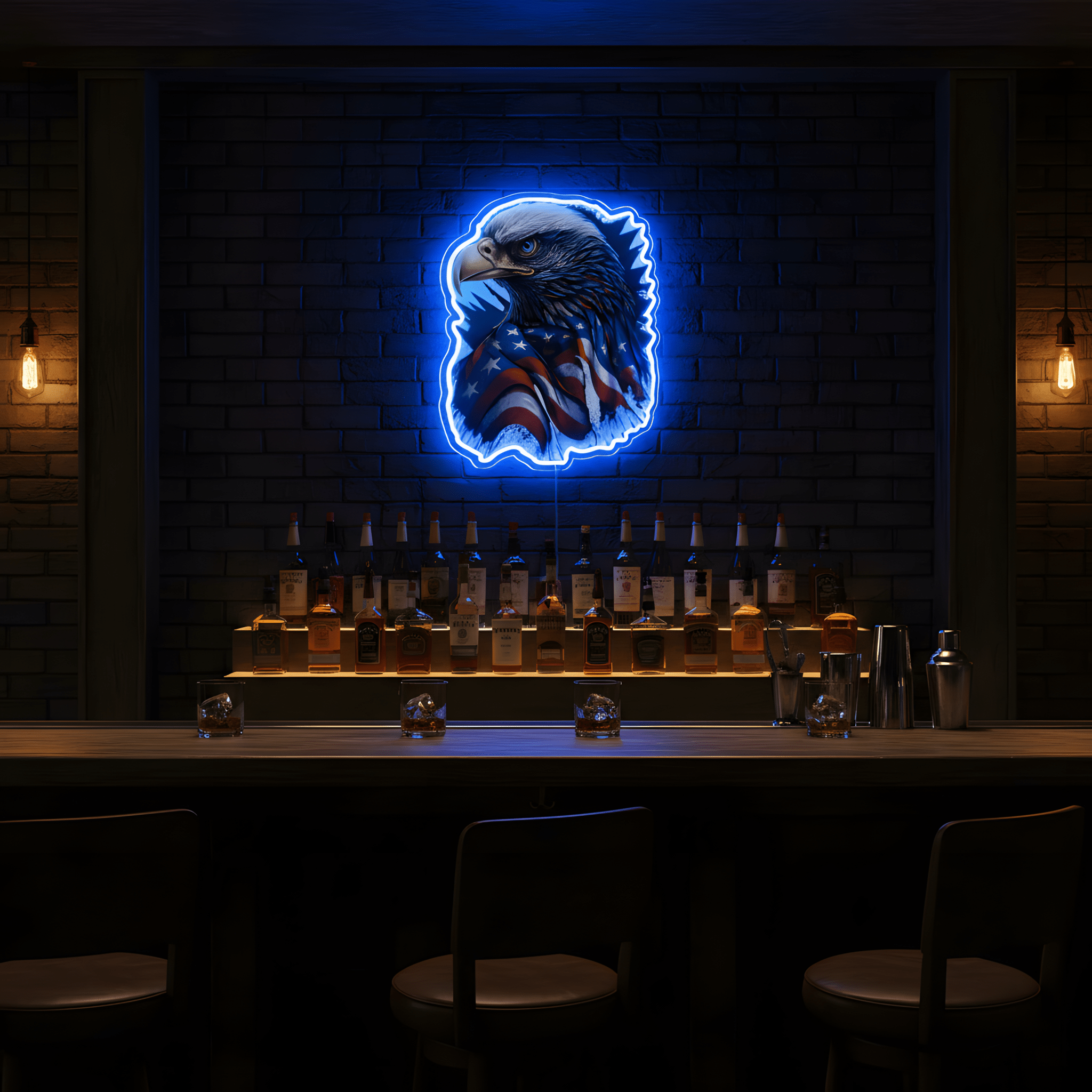 ShineNeon™ Patriotic American Eagle LED Sign - US Flag Wall Decor for Man Cave & Garage - Shineneon