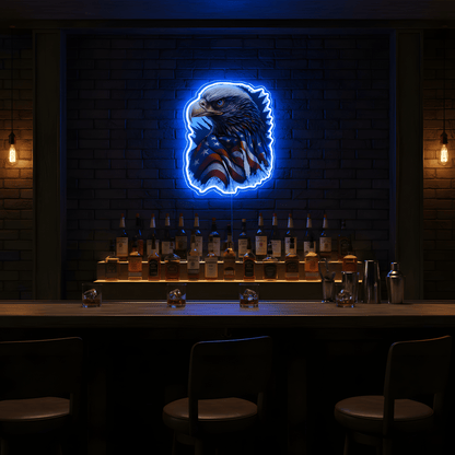 ShineNeon™ Patriotic American Eagle LED Sign - US Flag Wall Decor for Man Cave & Garage - Shineneon