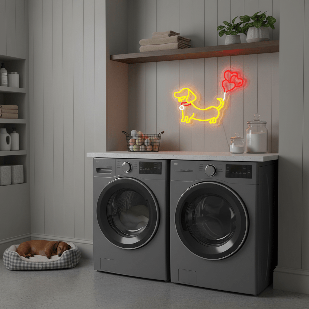 ShineNeon™ Puppy Love Dachshund LED Neon Sign - Weiner Dog Heart Wall Decor for Pet Lovers - Shineneon