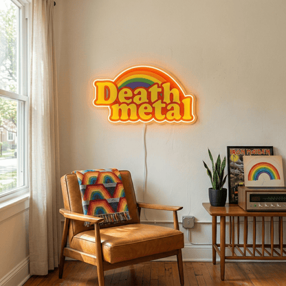 ShineNeon™ Rainbow Death Metal LED Neon Sign - Retro Pastel Sarcastic Wall Decor for Gaming & Mancave - Shineneon