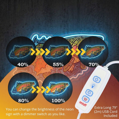 ShineNeon™ Rainbow Trout Splash neon sign USB Power - Shineneon