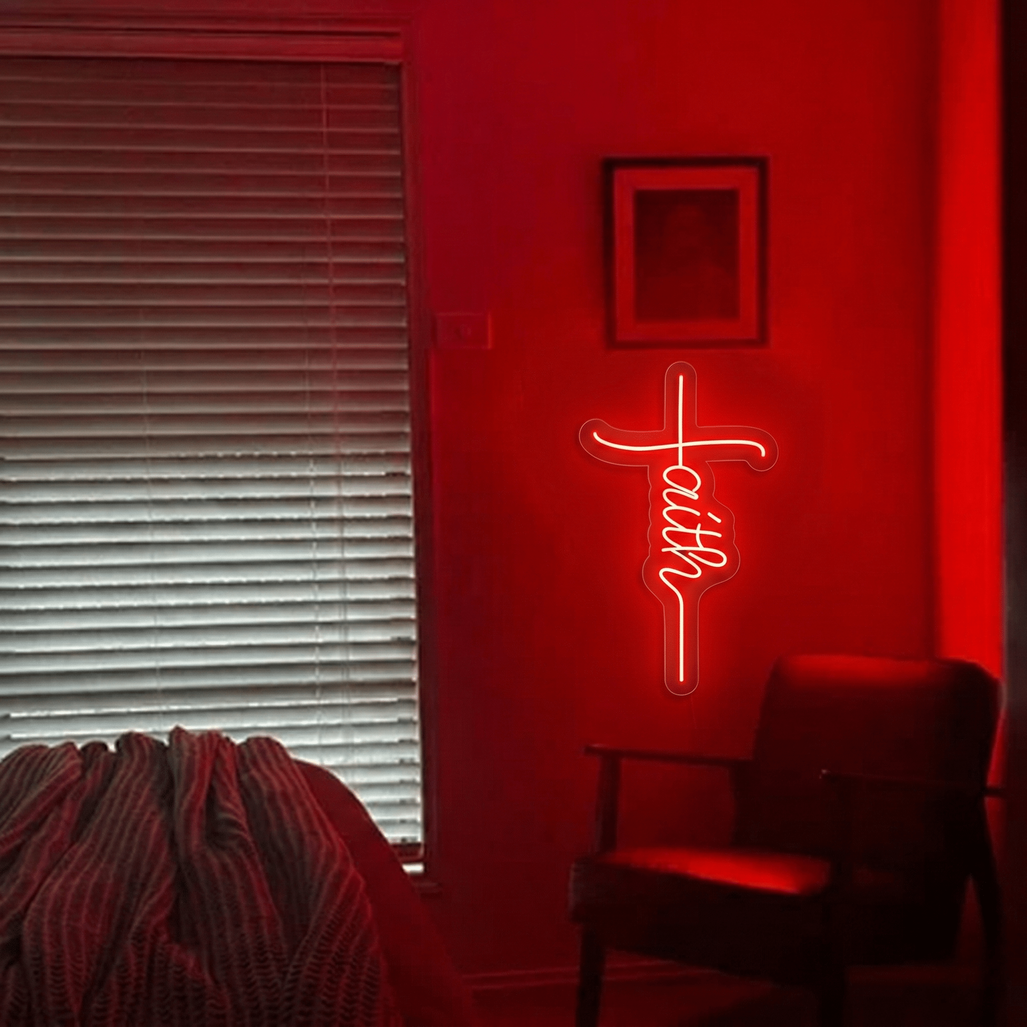 ShineNeon™ Red Faith Cross LED Neon Sign - Christian Wall Decor & Prayer Room Glow - Shineneon