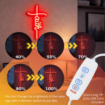 ShineNeon™ Red Faith Cross LED Neon Sign - Christian Wall Decor & Prayer Room Glow - Shineneon
