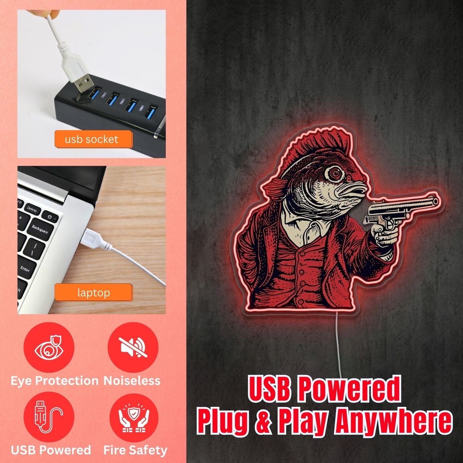 ShineNeon™ Red Hood Cowboy neon sign USB Power - Shineneon