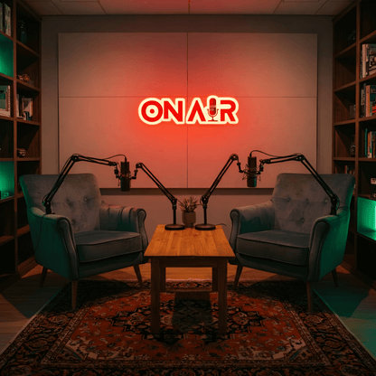 ShineNeon™ Red ON AIR LED Neon Sign - Podcast Room Wall Decor (USB Powered) - Shineneon