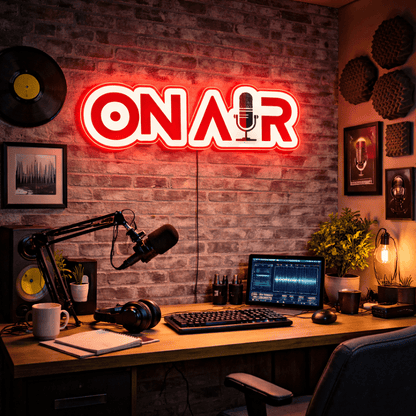 ShineNeon™ Red ON AIR LED Neon Sign - Podcast Room Wall Decor (USB Powered) - Shineneon