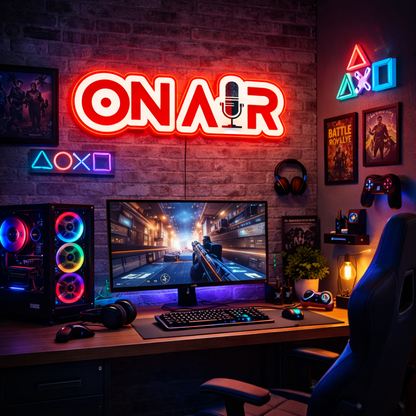 ShineNeon™ Red ON AIR LED Neon Sign - Podcast Room Wall Decor (USB Powered) - Shineneon
