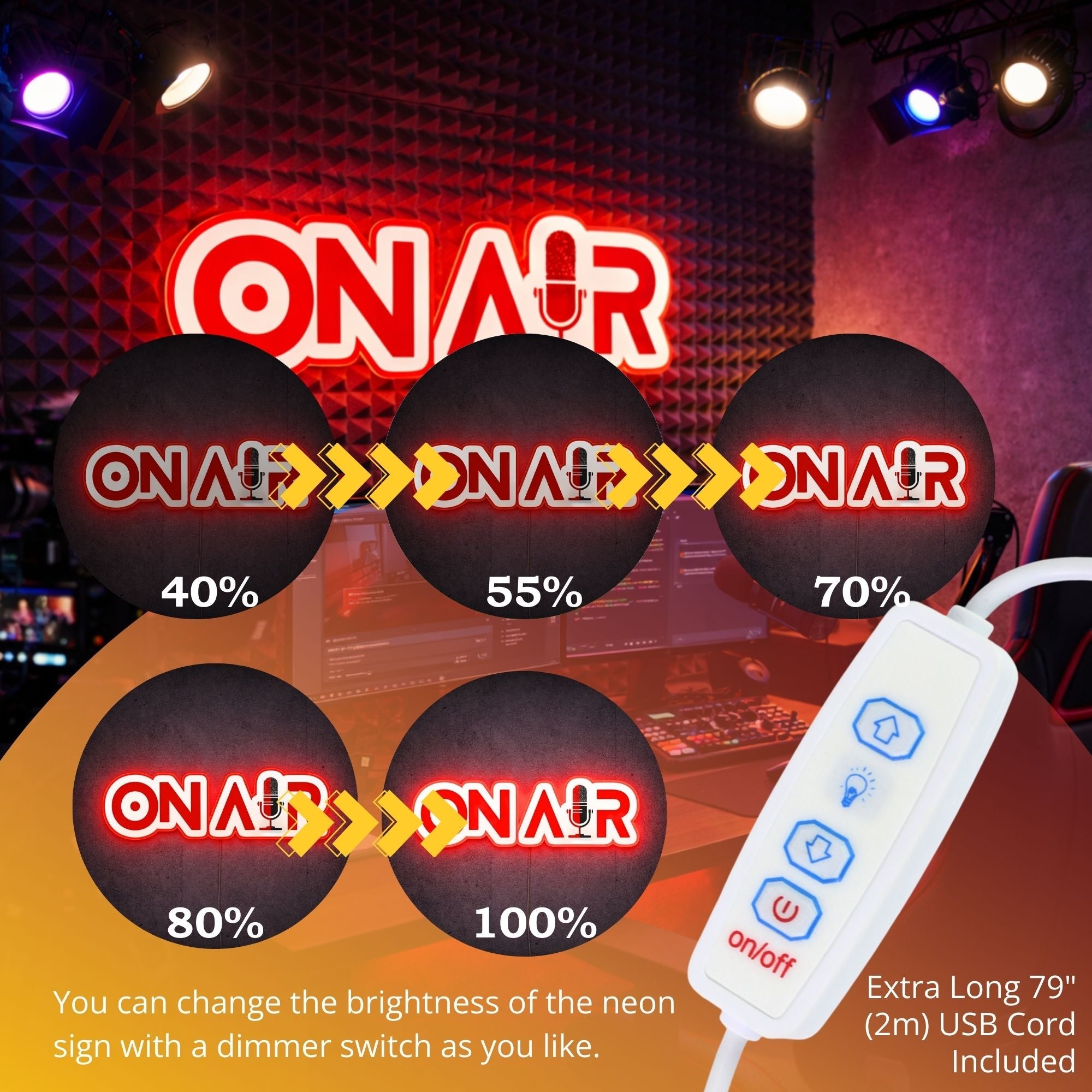 ShineNeon™ Red ON AIR LED Neon Sign - Podcast Room Wall Decor (USB Powered) - Shineneon