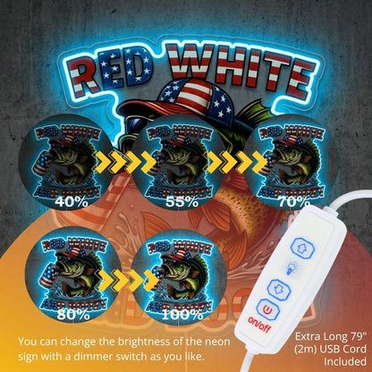 ShineNeon™ Red White Bass neon sign USB Power - Shineneon