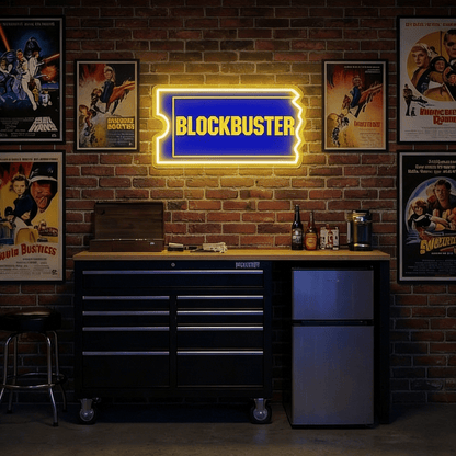 ShineNeon™ Retro Blockbuster Ticket LED Neon Sign - Movie Room & Mancave Wall Decor - Shineneon