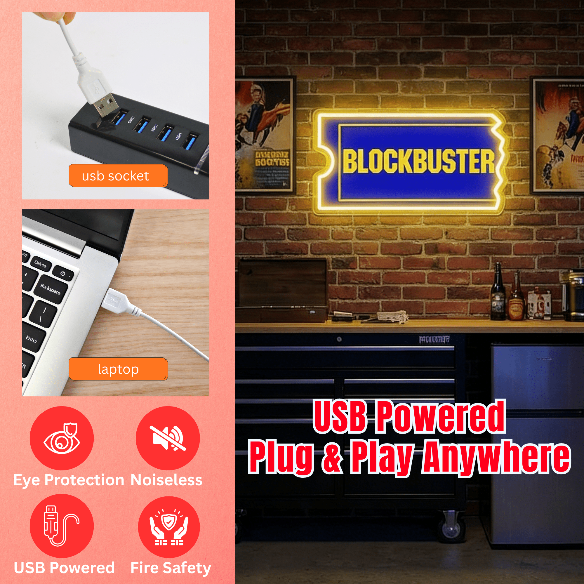 ShineNeon™ Retro Blockbuster Ticket LED Neon Sign - Movie Room & Mancave Wall Decor - Shineneon